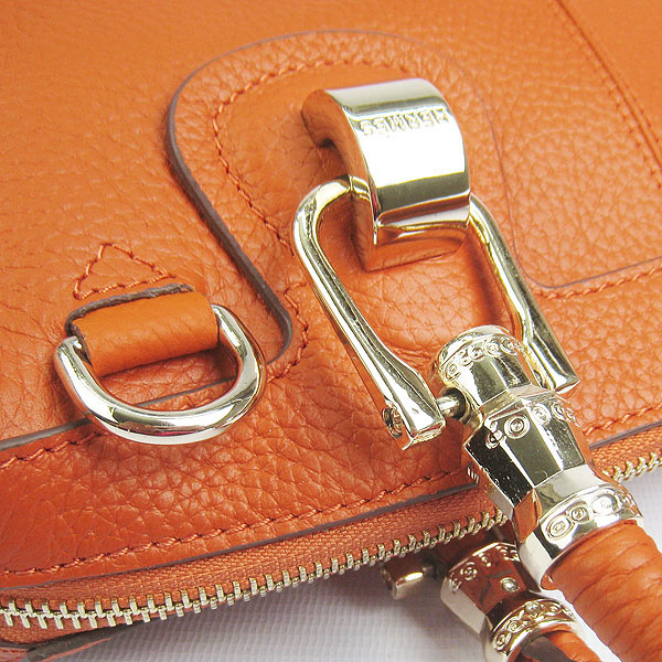 Replica Hermes New Arrival Double-duty leather handbag Orange 60669 - Click Image to Close